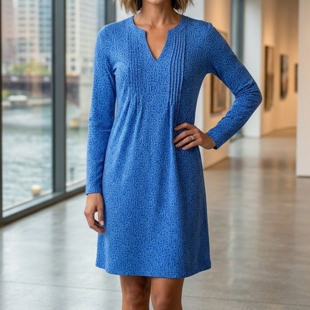 Lilly Pulitzer Eye-catching Printed Mini Dress Pintuck Long Sleeve XS 290951